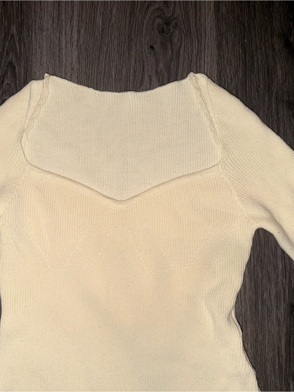 Cream Ribbed Long Sleeve Bodysuit - Picture 4 of 4